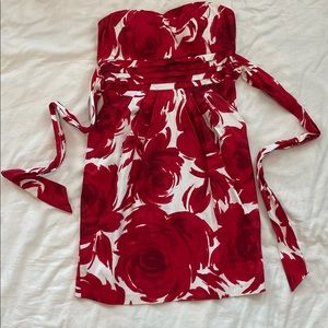 Red and white floral dress